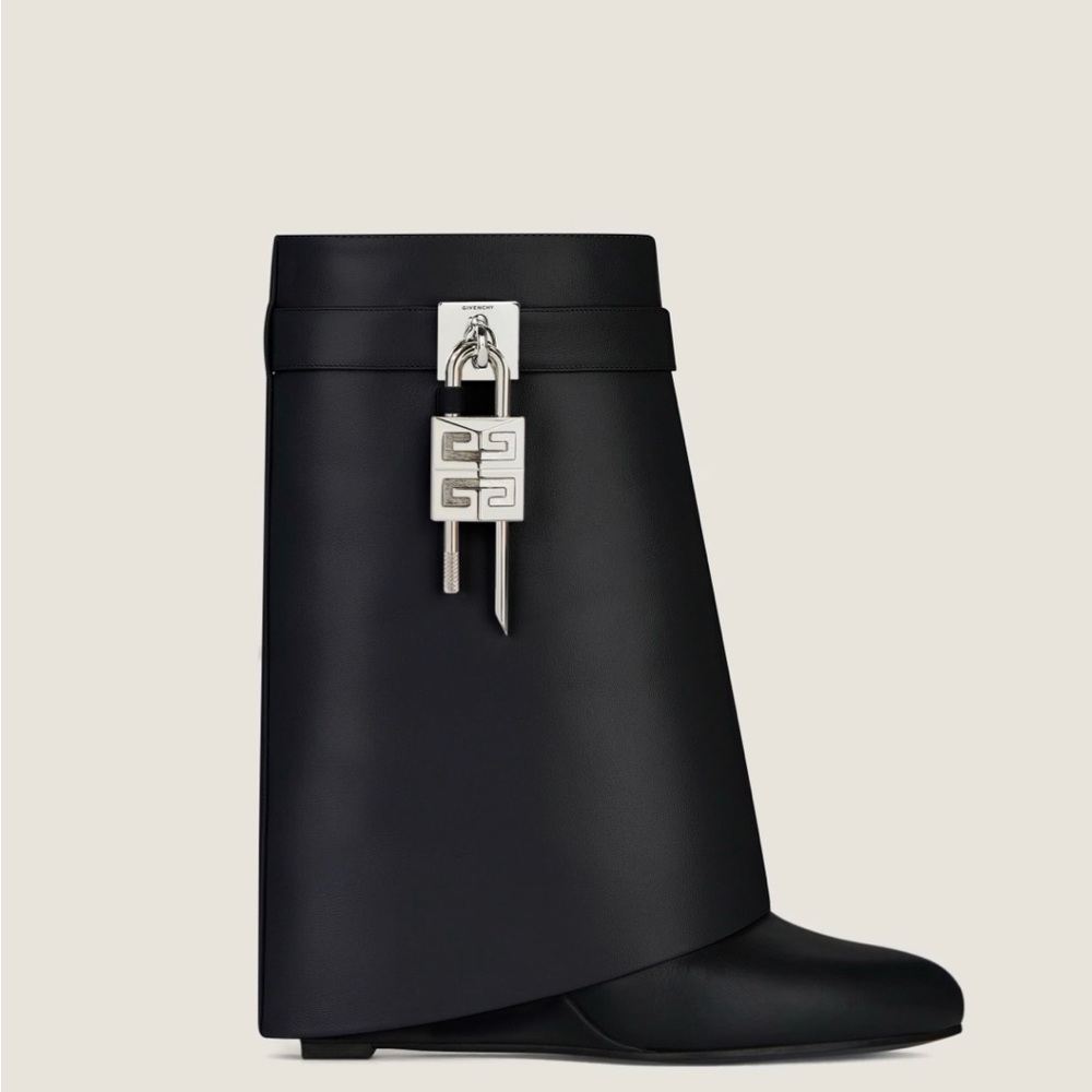 Givenchy Black Heeled Ankle Boots with Silver Accent
